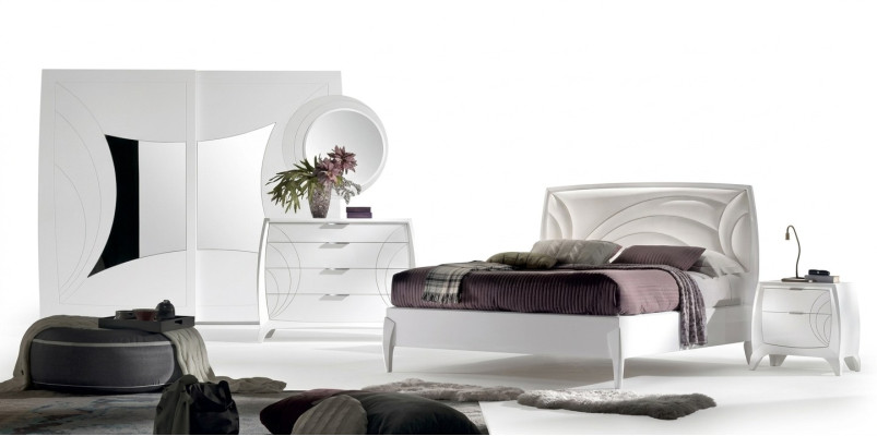 Luxus ložnice sada postel 2x noční stolek design komoda nábytek 6ks