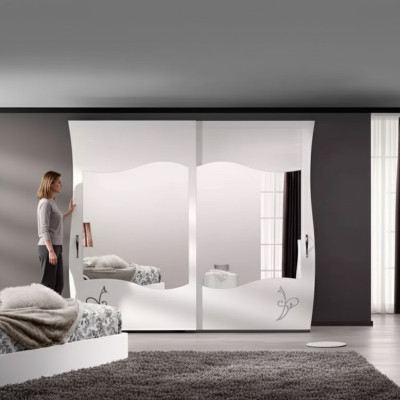 Modern Holz Massiv Kleiderschrank Schlafzimmer Regal Schrank Weiß Neu