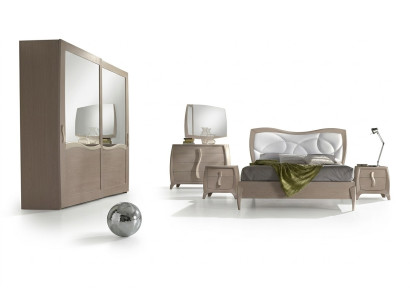 Postel 2x noční stolky 6-dílná sada ložnice Design Moderní Luxusní Nábytek Nový