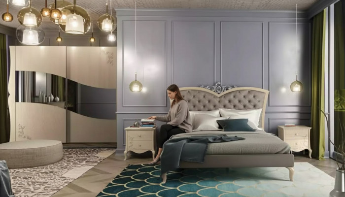 Ložnice postel 2x noční stolky luxusní kompletní sada nábytek pokoj 4 kusy.