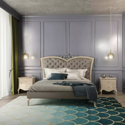 Schlafzimmer Möbel 3tlg. Set Massivholz Nachttische 2x Bett Echtes Holz