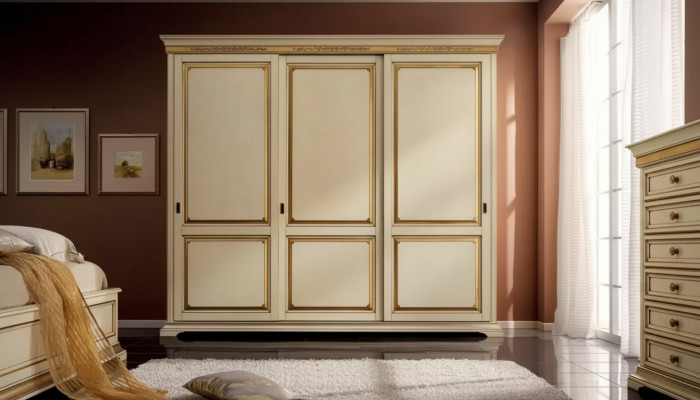 Kleiderschrank Holz Schrank Schlafzimmer Möbel Design Schränke Beige