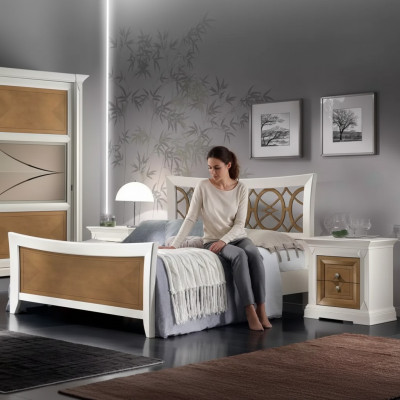 Schlafzimmer Möbel 3tlg. Set Bett Massivholz Nachttische 2x Betten Holz