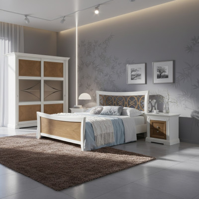 Schlafzimmer Möbel 3tlg. Set Bett Massivholz Nachttische 2x Betten Holz