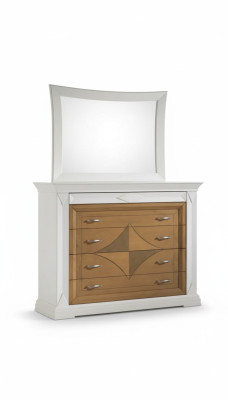 Kommode mit Spiegel Sideboards Holz Kommoden Möbel 2tlg Weiß Italien