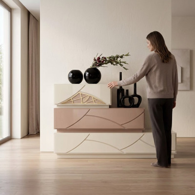Italienische Möbel Design Kommode Modern Beige Luxus Holz Möbel Neu