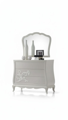 Luxus Kommode mit Spiegel Kommoden Konsole Holz Modern Design Grau