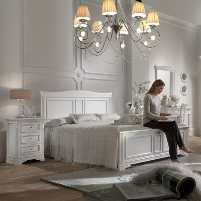 Kompletní ložnice postel 2x noční stolky 3dílná sada designérský luxus