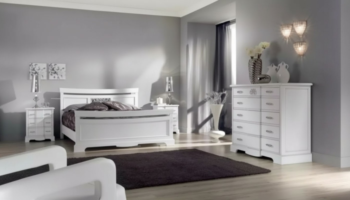 Postel 2x noční stolky 4 kusy ložnice nastavit Moderní luxusní ložnice Nový.