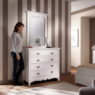 Holz Italienische Dsigner Möbel 2tlg Set Möbel Stil Luxus Kommode mit Spiegel