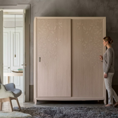 Kleiderschrank Schrank Möbel Schlafzimmer Schränke Holz Einrichtung Beige