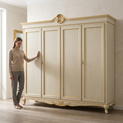Klasický nábytek Regál Skříň Ložnice Italský design Dřevo Nový