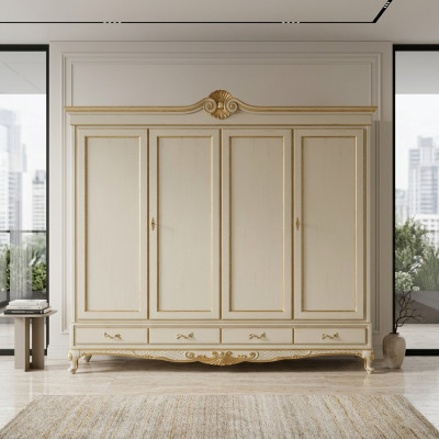 Kleiderschrank Schrank Luxus Schlafzimmer Holz Italienische Möbel Neu