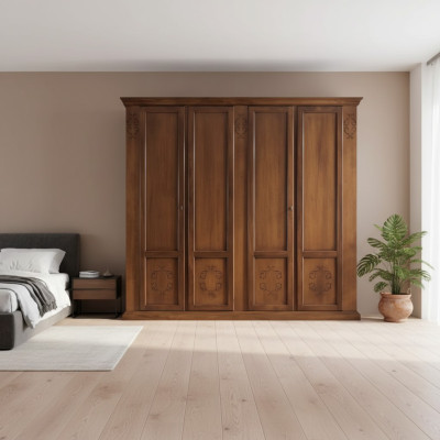 Schlafzimmer Schrank Kleiderschrank Schränke Holzschrank Design Braun