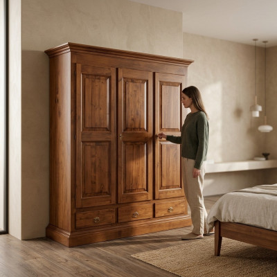 Luxus Kleider Schrank Designer Kleiderschränke Möbel Holz Braun Neu