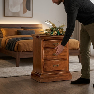 Nachttisch Design Tisch Möbel Holz Schlafzimmer Beistelltisch Braun Neu