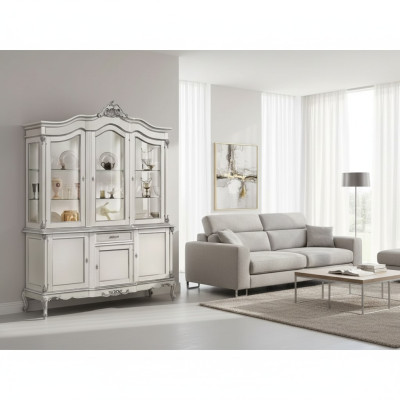 Vitrine Glas Schrank Echtholz Vitrine Anrichte Italienische Wohnzimmer Möbel Neu
