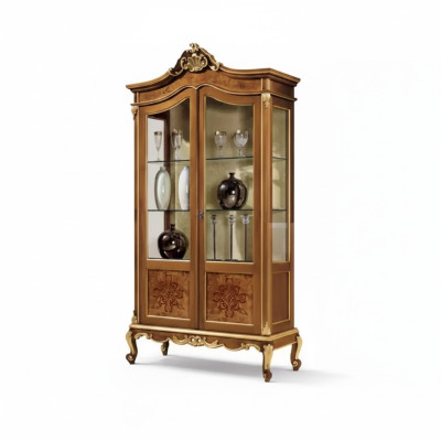 Holz Vitrinen Glas Schrank Echtholz Anrichte Vitrine Wohnzimmer Möbel