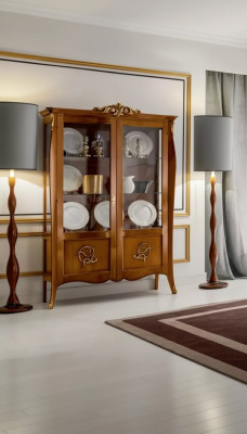 Luxus Holz Vitrine Anrichte Design Braun Italienische Möbel Schrank Neu