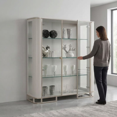 Vitrína Dřevo Luxus Klasické kredenční designové nábytky Italský Bílý
