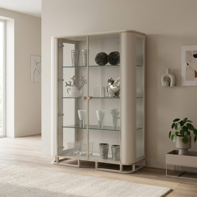 Designer Vitrine Möbel Holz Weiß Luxus Vitrineschrank Design Italienische Möbel