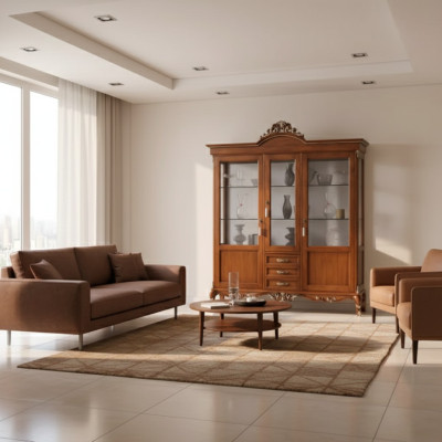 Vitrine Holz Schrank Klassische Vitrinen Holz Design Wohnzimmer Glas