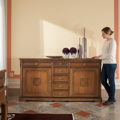 Skříň na nádobí Návrh nábytku Klasické Kredence Dřevo Hnědá Luxusní Dřevěný Skříň
