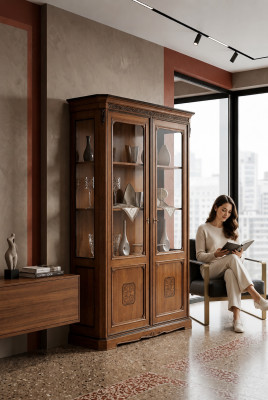 Italienische Möbel Design Holz Klassische Stil Vitrine Schrank Regal