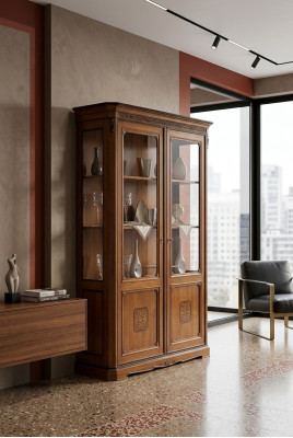 Italienische Möbel Design Holz Klassische Stil Vitrine Schrank Regal