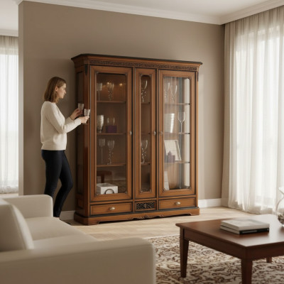 Italienische Luxus Wohnzimmer Möbel Vitrine Schrank Klassische Stil Neu