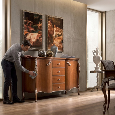 Sideboard Schränke Möbel Massive Italienische Holzschrank Braun Neu