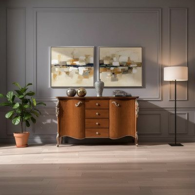 Sideboard Schränke Möbel Massive Italienische Holzschrank Braun Neu
