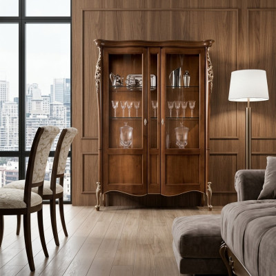 Italienische Luxus Holz Möbel Klassische Stil Vitrine Wohnzimmer Neu
