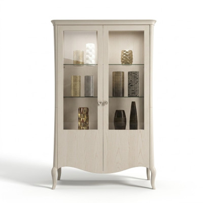 Vitrine Luxus Schrank Weiß Holz Schränke Wohnzimmer Glasschrank Neu