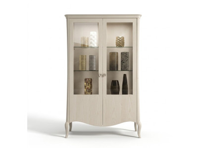 Vitrine Luxus Schrank Weiß Holz Schränke Wohnzimmer Glasschrank Neu