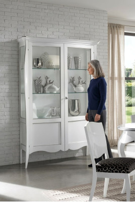 Vitrine Glasschrank Weiß Luxus Italienische Möbel Schränke Wohnzimmer