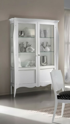 Vitrine Glasschrank Weiß Luxus Italienische Möbel Schränke Wohnzimmer