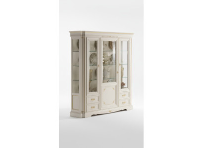 Klassische Vitrine Luxus Weiß Schrank Holz Italienische Stil Möbel Glas