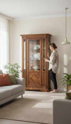 Wohnzimmer Luxus Vitrine Vitrinen Schrank Holz Italienische Stil Möbel