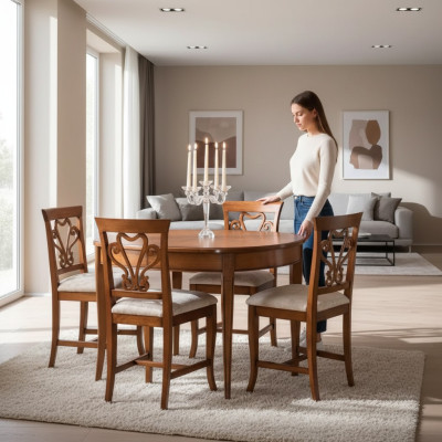 Komplett Set Esstisch 4x Stühle Esszimmer Set Ess Gruppe Holz Tisch 5tlg Eu
