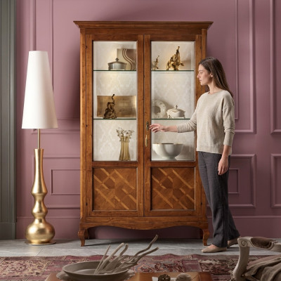 Holz Vitrinen Schrank Vitrine Wohnzimmer Möbel Glas Anrichte Luxus Neu