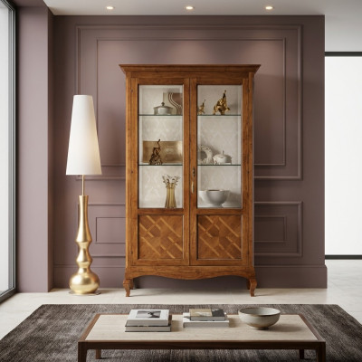 Holz Vitrinen Schrank Vitrine Wohnzimmer Möbel Glas Anrichte Luxus Neu