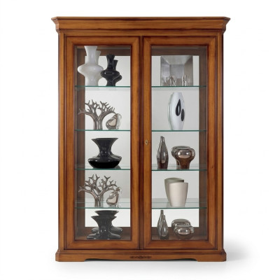 Klassischer Vitrine Schrank Klassische Glasschrank Braun Schränke Holz
