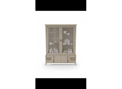 Luxus Vitrine 2 Tür Holz Schrank Wohnzimmer Glas Schränke Design Möbel