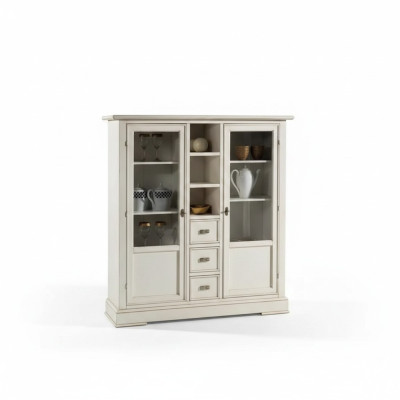 Wohnzimmer Möbel Holz Vitrine Glas Schrank Echtholz Anrichte Vitrine