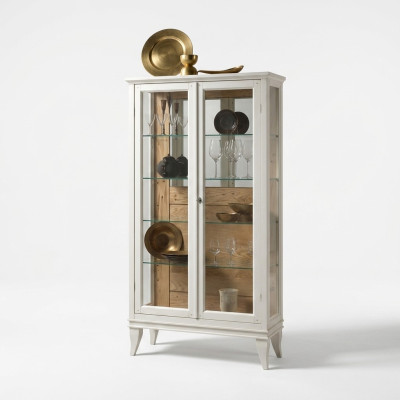 Vitrine Italienische Luxus Möbel Vitrinen Glas Design Schrank Weiß Neu