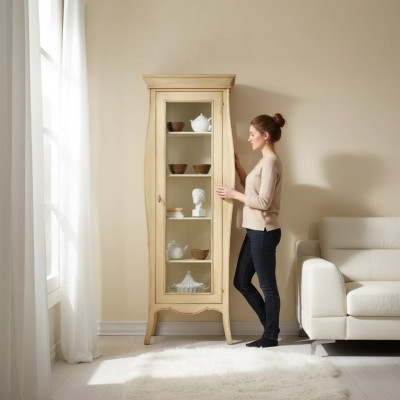 Anrichte Luxus Vitrine Glas Schrank Klassische Stil Italienische Möbel