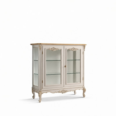 Glasschrank Luxus Vitrine Weiß Vitrine Klassische Italienische Möbel