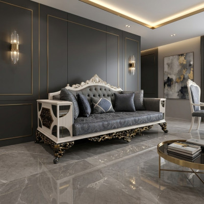 Luxusní 3-místná pohovka v elegantním stylu Art deco pro váš obývací pokoj. Nová.
