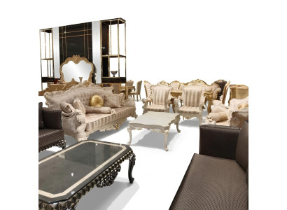 Designer Wohnzimmer Set Sofas Stilvollen Sessel Moderne Couchtisch Sofagarnitur  - Návrhářský obývací set - Pohovky - Stylové křeslo - Moderní konferenční stolek - Souprava sedacích souprav